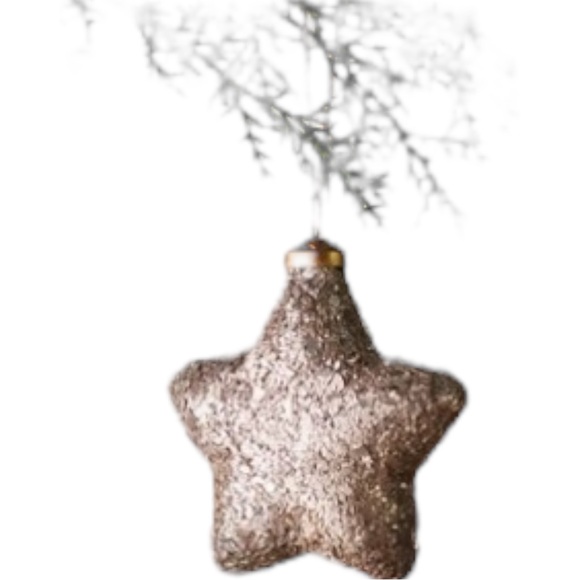 New Anthropologie Holiday Christmas Sparkling Star Glass Ornament Gold Anthro - Picture 2 of 7